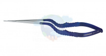 Микроножницы с байонетной ручкой 1 типа, острым мини-кончиком, изогнутым лезвием 18 мм, прямые, общ. длина 170 мм, раб. длина 65 мм